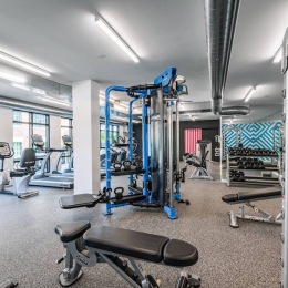 a gym with exercise equipment