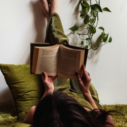 a woman reading a book