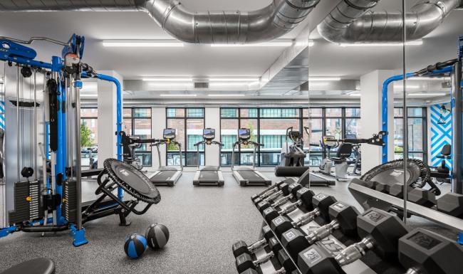 a gym with exercise equipment
