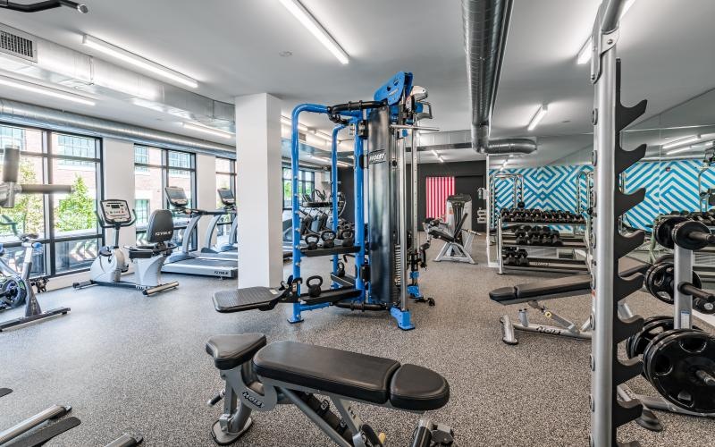 a gym with exercise equipment